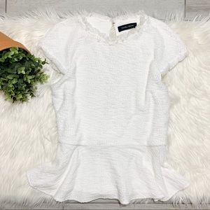 Ivanka Trump White Texture Peplum Top